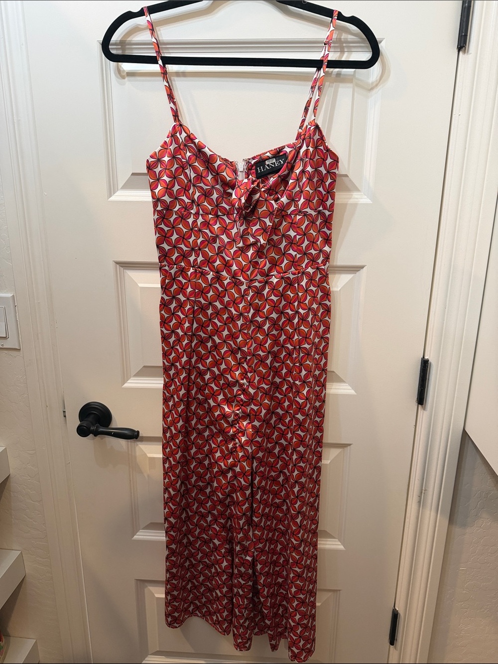 Haney Red and White Printed Slip Jumpsuit